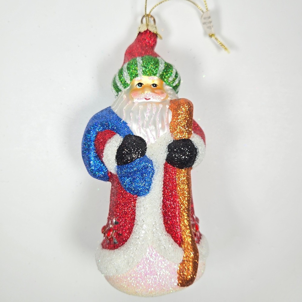 Nice Blown Glass Christmas Ornament Saint Nick Glitter Sparkle Bejeweled‎ Costco
